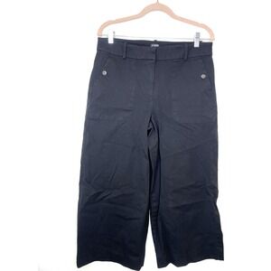 J.Crew Women's Crop Wide Leg Black Pants Size 12 Career Office Preppy Casual